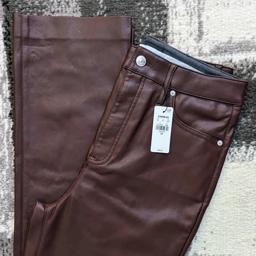 Vegan leather brown Express pants